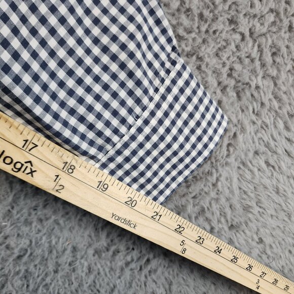 Warp And Weft Shirt Mens XXL Blue Checkered 100% Cotton Long Sleeve Button Down - Picture 7 of 9